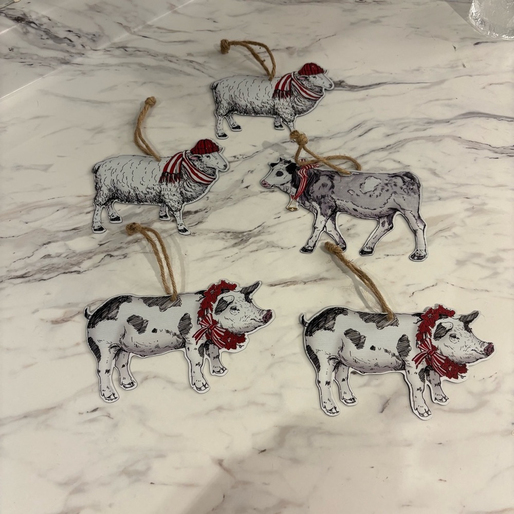 Giftcraft Farm Animal decor hanging metal Cow Sheep Pigs